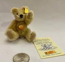 Steiff Original 3 1/2 Miniature Gold Mohair Teddy Bear Jointed New With Tags