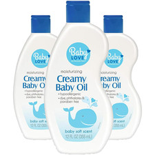 Moisturizing Creamy Baby Oil, Hypoallergenic,12 Oz Pack of 3