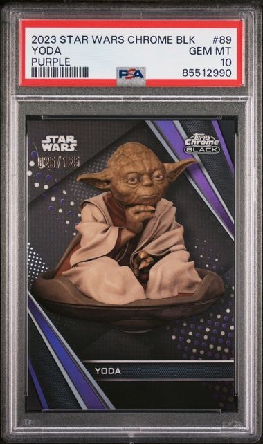 2023 TOPPS STAR WARS CHROME BLACK YODA PURPLE /125 #89 PSA 10