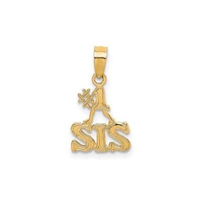 14k Yellow Gold Number 1 Sister Pendant Charm Girl Figure Sibling Bond Jewelry