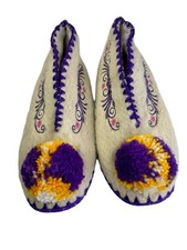 Image of New Minas Traditional Greek Woollen Slippers Non Slip Leather Sole 41 US 9.5/10