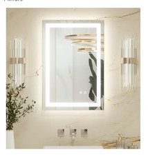 Keonjinn Black Bathroom Mirror with Led Lights 50x70cm, Antifog Vanity Mirror