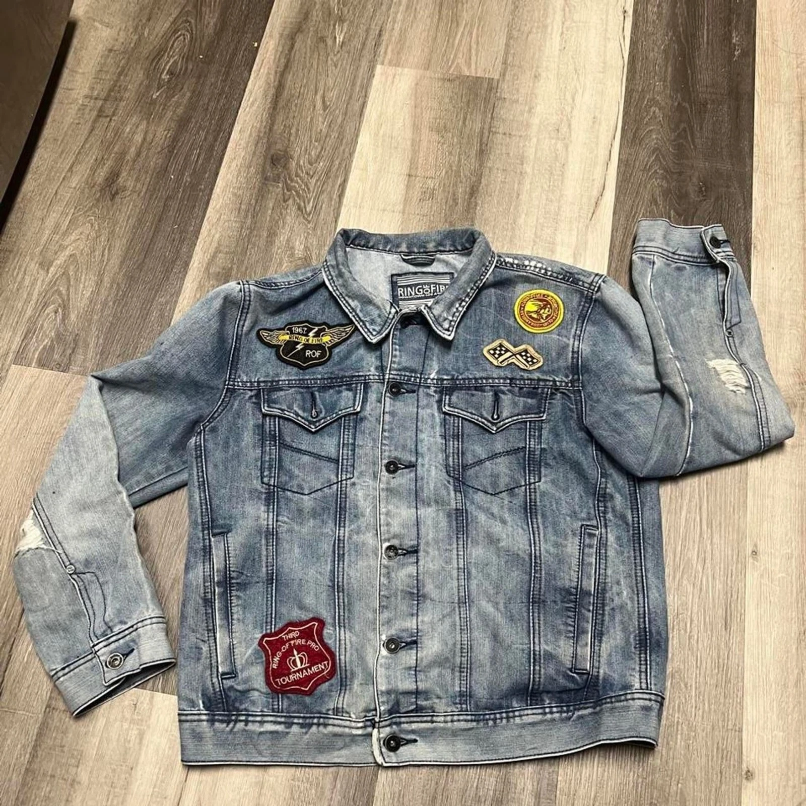 Ring Of Fire Patched Denim Jacket image 1