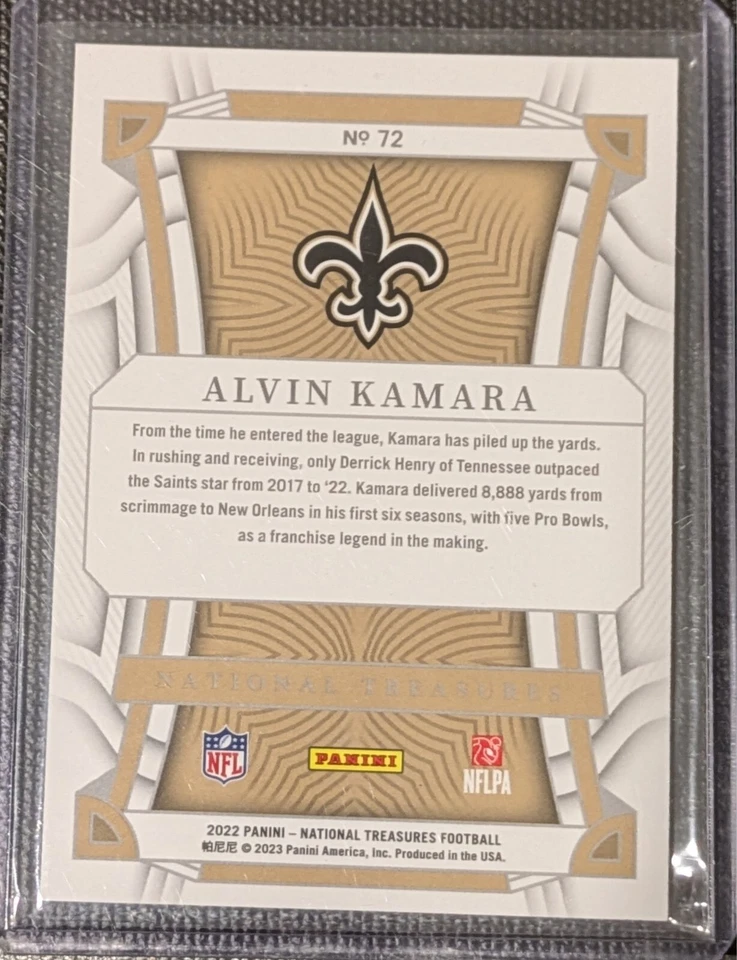 2022 National Treasures Stars & Stripes #72 Alvin Kamara 12/13 Saints NM+ - Image 2 of 2