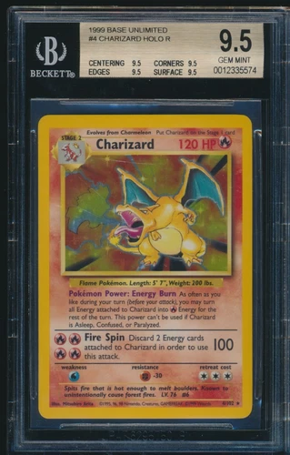 BGS 9.5 CHARIZARD 1999 Pokemon Base #4/102 Holo QUAD TRUE GEM MINT (PSA 10 Pot?)