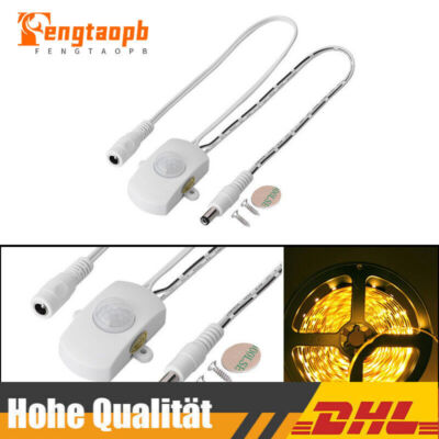5A DC 12V 24 V LED Mini PIR Infrarot Bewegungsmelder Detektorschalter 5-7M Weiß