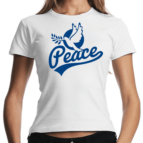 Peace Friedenstaube Frieden Dove of Demo Politik Women Lady Damen Girlie T-Shirt - Bild 3 von 3