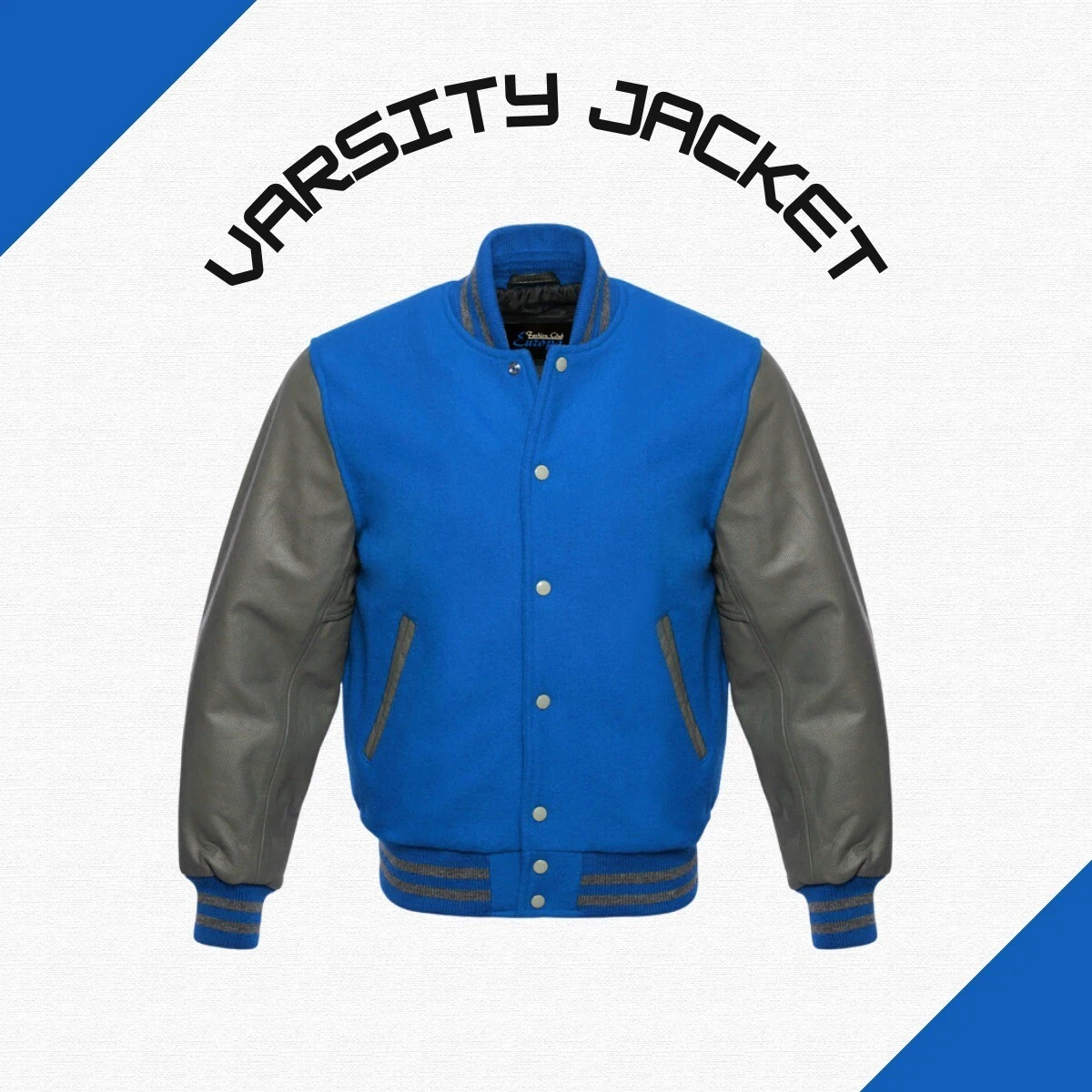 Wool Varsity Jacket for Men Retro Letterman Baseball Coat with Leather Sleeves