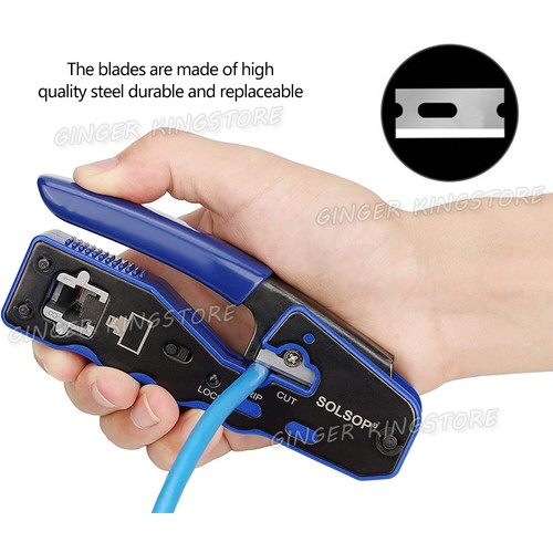 RJ45 Crimper EZ Cat 5e 6 7 HD Pass Through Network Connector Tool Crimping Plier - Picture 6 of 9