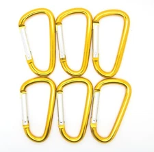 50 pcs 3" Aluminum Carabiner Spring Belt D Clip Key Chain D Shape Gold color 