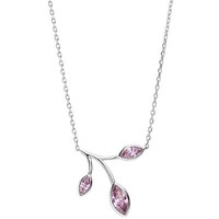 1,1Mm Collier Ankerkette, AnhäNger Zweig Mit Rosa Zirkonia, 925 Silber, 42-45Cm