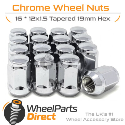 Wheel Nuts (16) 12x1.5 Chrome for Daihatsu Atrai 99-09 on Aftermarket Wheels