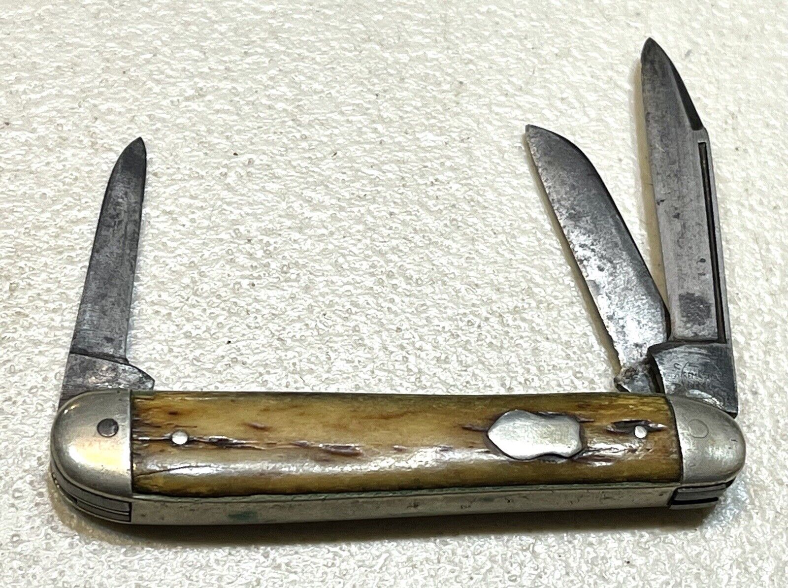 Vintage Antique Remington Antler Stag Folding 3-Blade Pocket Folding Knife Old