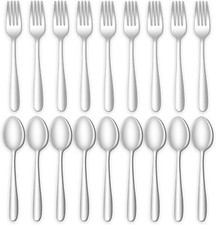 24-piece Forks and Spoons Silverware Set, Food Grade Stainless Steel Flatware C.