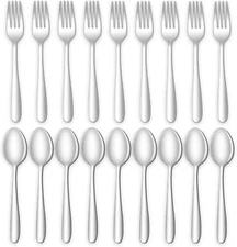 24-piece Forks and Spoons Silverware Set, Food Grade Stainless Steel Flatware C.