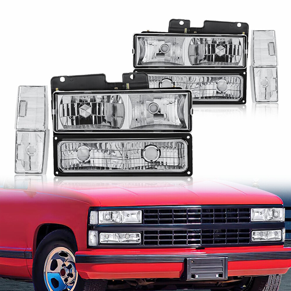 Fits  1992-1993 Chevy Blazer Full Size Headlights HeadLamps Assembly Pair LH RH