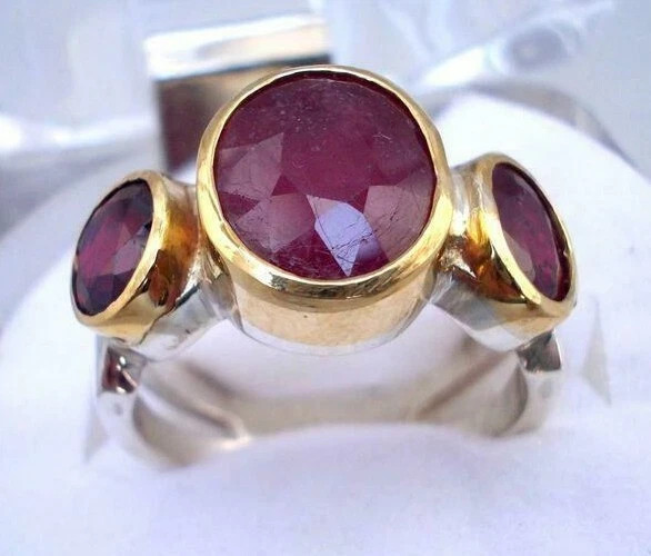 Anel masculino de rubi prata esterlina 925 Yaqoot feito à mão tamanho 9 pedra genuína - Imagem 2 de 4