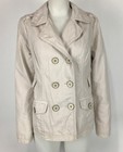 Just Jeans Jacket Beige Size 10 Canvas Trench Short Lined Double Breasted
