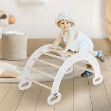 Arche d'escalade enfants en bois blanc arc bascule motricité jouet Montessori