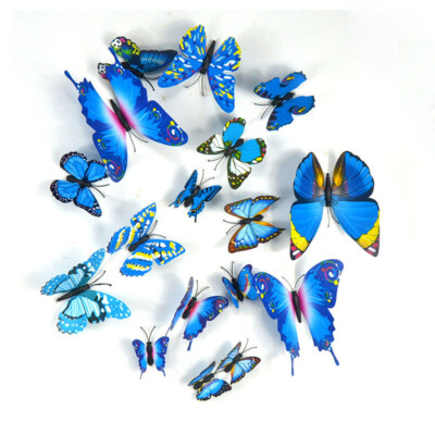 Adesivi 3D Farfalle Blu Decorazione Trasparente – Set Da 7 Pezzi Per Pareti E Finestre - 2