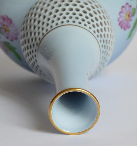 Herend Porzellan Vase 6713 Doppelkürbis Durchbruchvase handbemalt Ungarn 1. Wahl - Bild 9 von 12