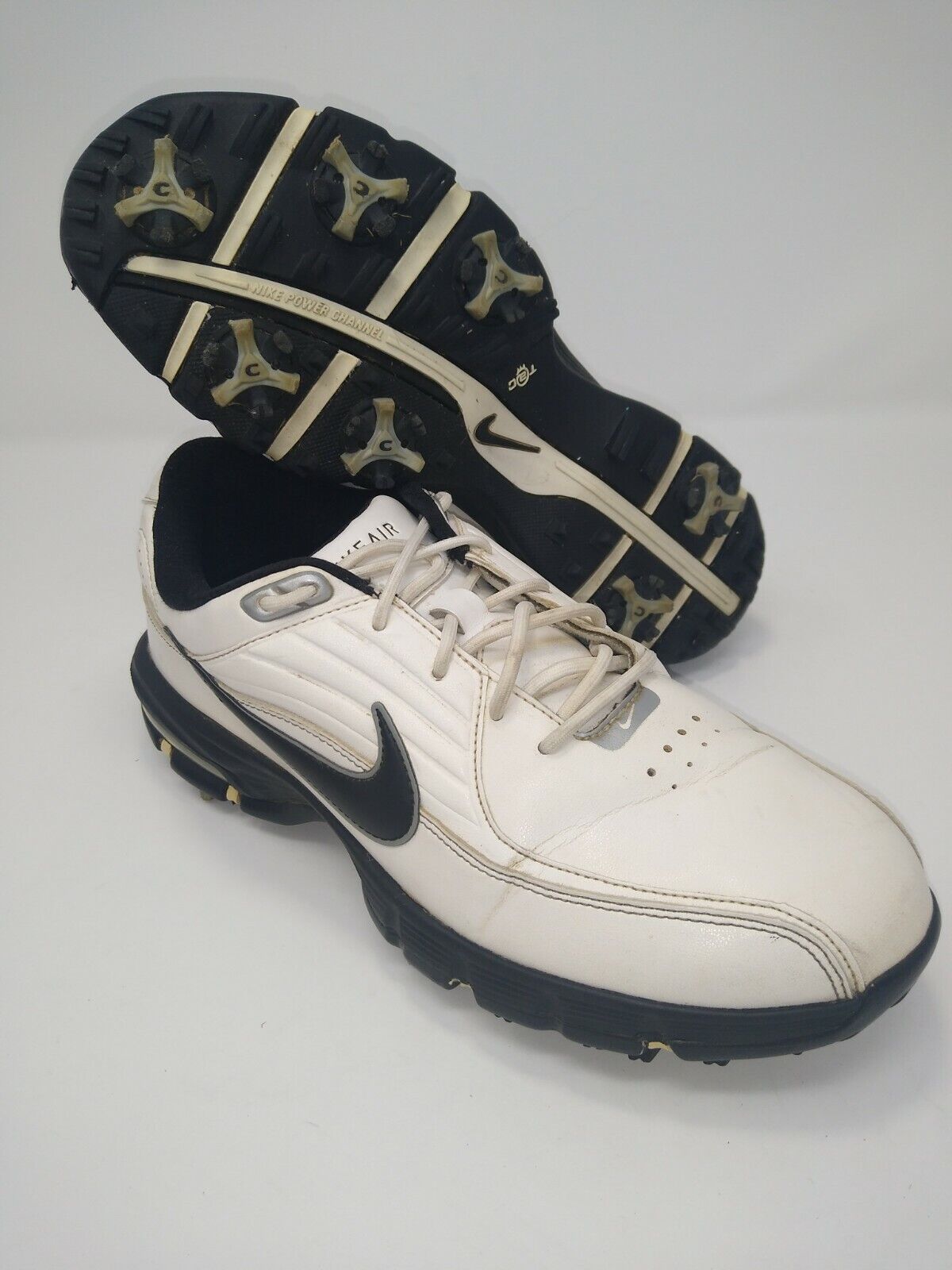Nike Air Rival Mens Golf Cleat size 7 Whit Black Leather 484764-