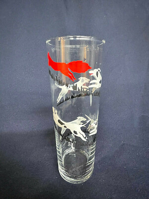 LIBBEY  7'' Glass ''Tally Ho'' - Fox and Hound Hunt Theme Glass Dogs 16 oz