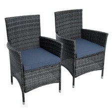 Rattan Gartensessel Polyrattan Stuhl Gartenstuhl 2er Set Sessel Anthrazit-Grau
