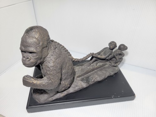 Gusseisen Gorilla Mutter ziehende Affen Visitenkartenhalter schwer ~ Figur Statue - Bild 5 von 17