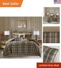 Rustic Lodge Cabin Comforter Set - All Season Down Alternative Warm Bedding L...