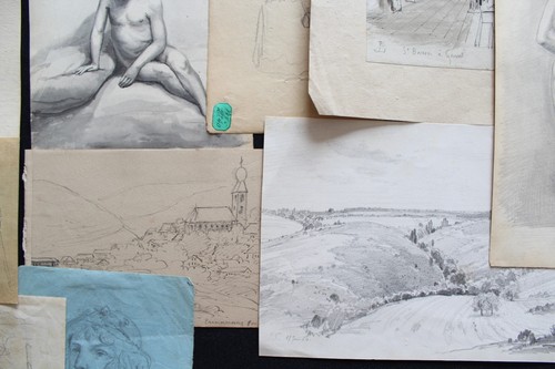 Collection de 18 CROQUIS 19ème Ecole Française - Photo 9/10