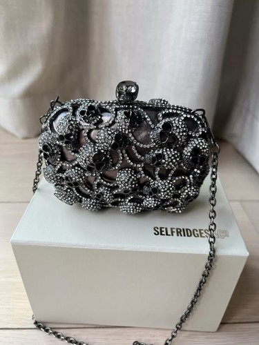 Swarovski Kristall Multi Totenkopf Schmuck besetzt Clutch an Kette