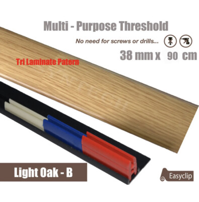 Laminatschwelle Eiche hell 38 mm x 90 cm mehrfach hoch & schwenkbar alle Bodenarten