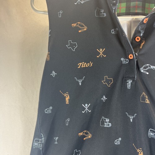 William Murray Black Tito's Logo Sleeveless Collared Golf Polo Womens Size Small - Picture 7 of 14