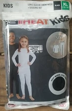 32 Degrees Heat Kids Long Sleeve Crew Neck & Legging Set Black & White XL 16/18