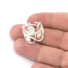 Round Blank Adjustable Ring Bezel Shiny Silver Brass 6 mm Round Setting 5040