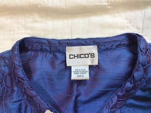Chico’s Blazer Jacket 0 (Small) 100% Silk Open Front Braided Radberry - Picture 2 of 7