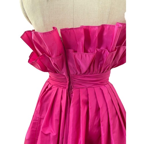 VICTOR COSTA Dress Magenta Strapless Party Gown Sz 4 Neiman Marcus Vtg Taffeta - Picture 5 of 11