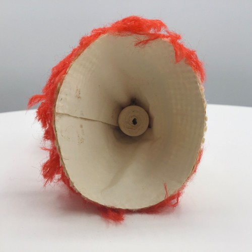 VTG Japan Creepy Santa Standing Cone Tree Ornament Burlap Plastic Face Red 3” #2 - Picture 8 of 9