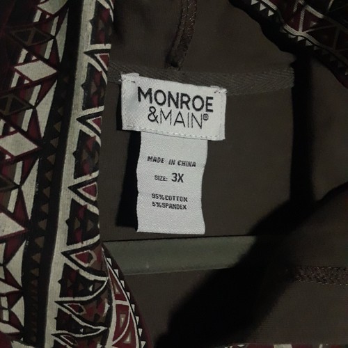 Monroe & Main Zip Up Sweater - size 3X, Cardigan Southwest Brown Pockets *spot - Picture 4 of 10