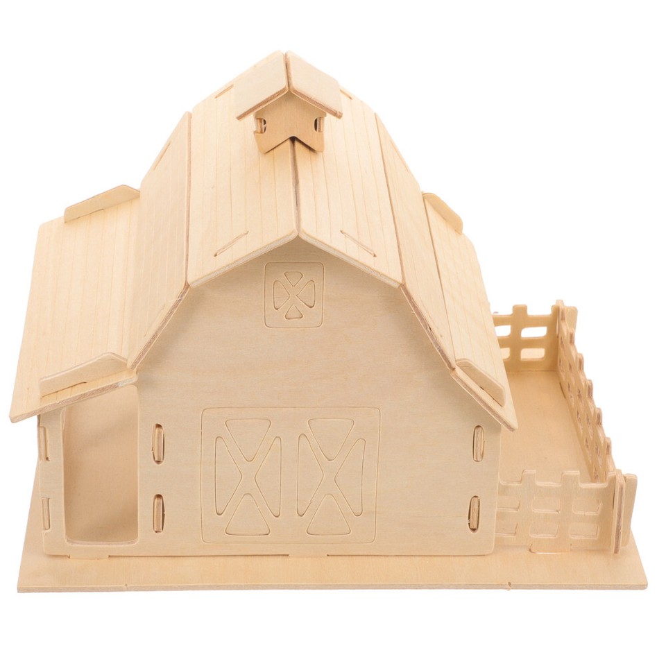 1 Set Wooden Puzzle Farmhouse Barn Model 3D Barn Puzzle DIY
