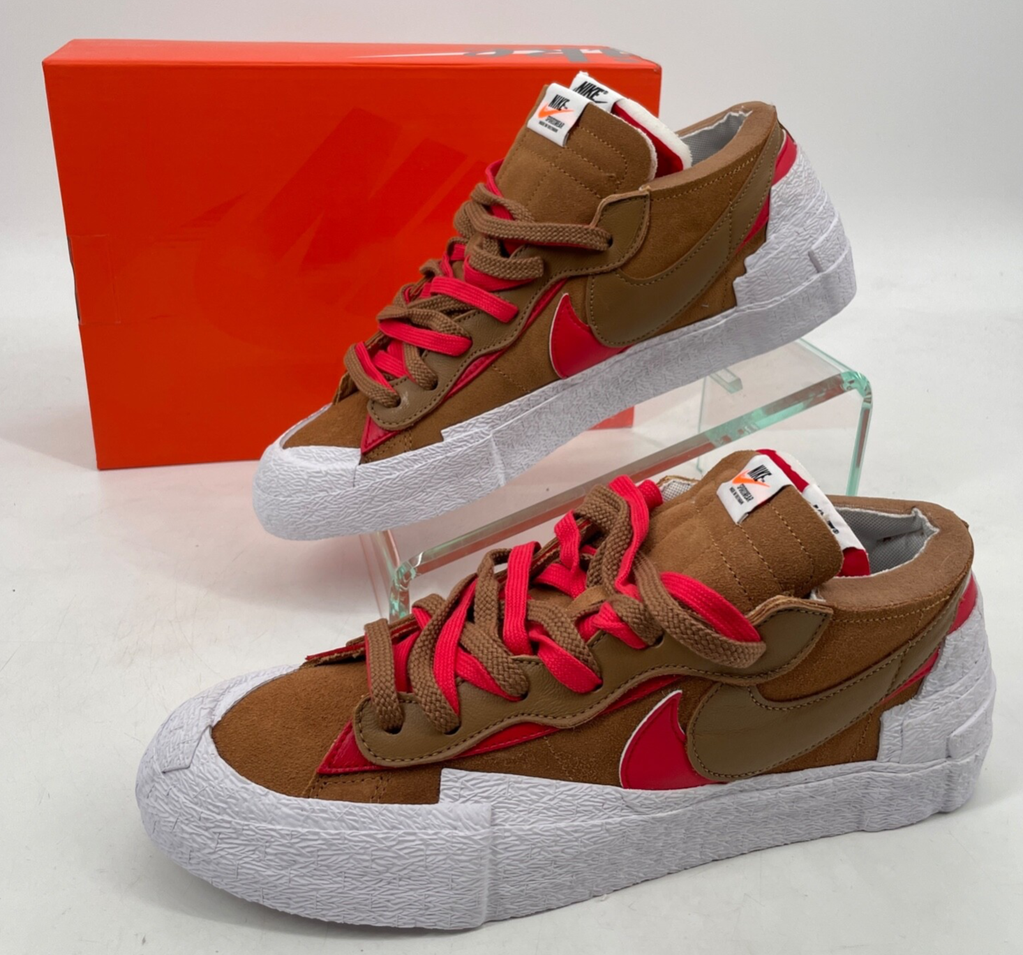 SACAI X NIKE Blazer Nike uomo US 11.5 EU 45.5 basso x Sacai British Tan stringato DD1877 200