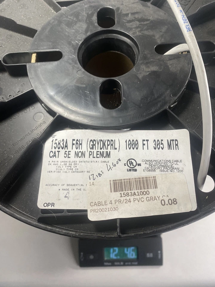 Belden 1583A F6H CAT5 Non-Plenum Communications Cable 4 Pair 24awg (12Ibs 4.6oz) - Image 3 of 4