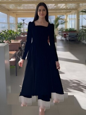 Long Black Velvet Dress Handmade Long Sleeve Evening Gown for Wedding Bridesmaid | eBay Long Black Velvet Dress Handmade Long Sleeve Evening Gown for Wedding Bridesmaid | eBay