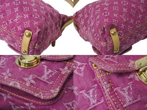 LOUIS VUITTON M95212 Monogram Denim Baggy PM Pink Shoulder Bag F/S Japan - Picture 6 of 9