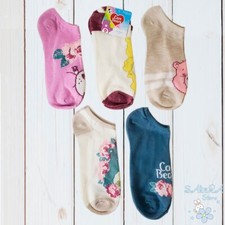 5 PACK NWT CARE BEARS CUTE WOMEN'S PINK NO SHOW SOCKS SHOE SIZE 4-10