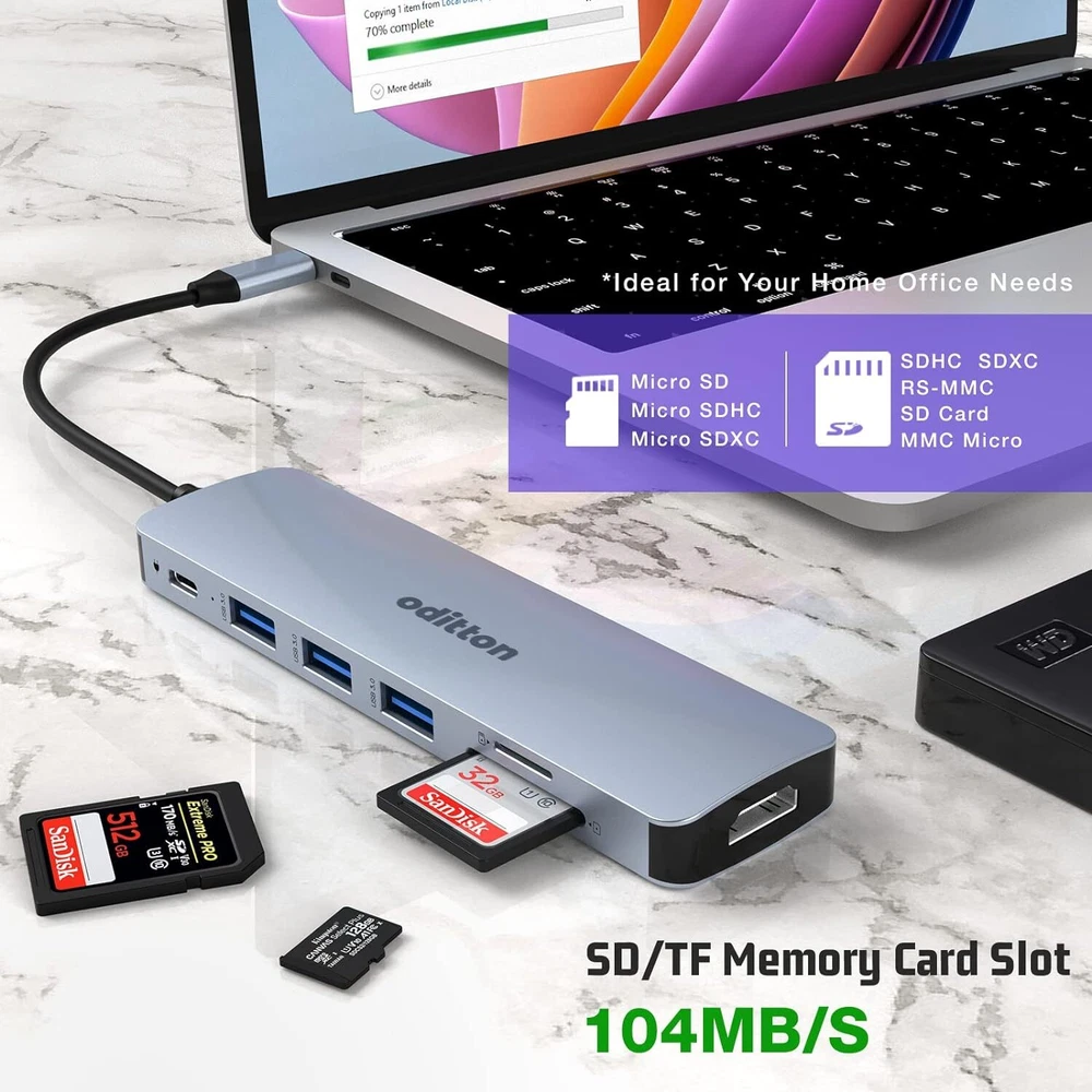 USB C Hub USB C Docking Station 7 in 1 USB Hub Multiport Adapter HDMI 100W PD 3