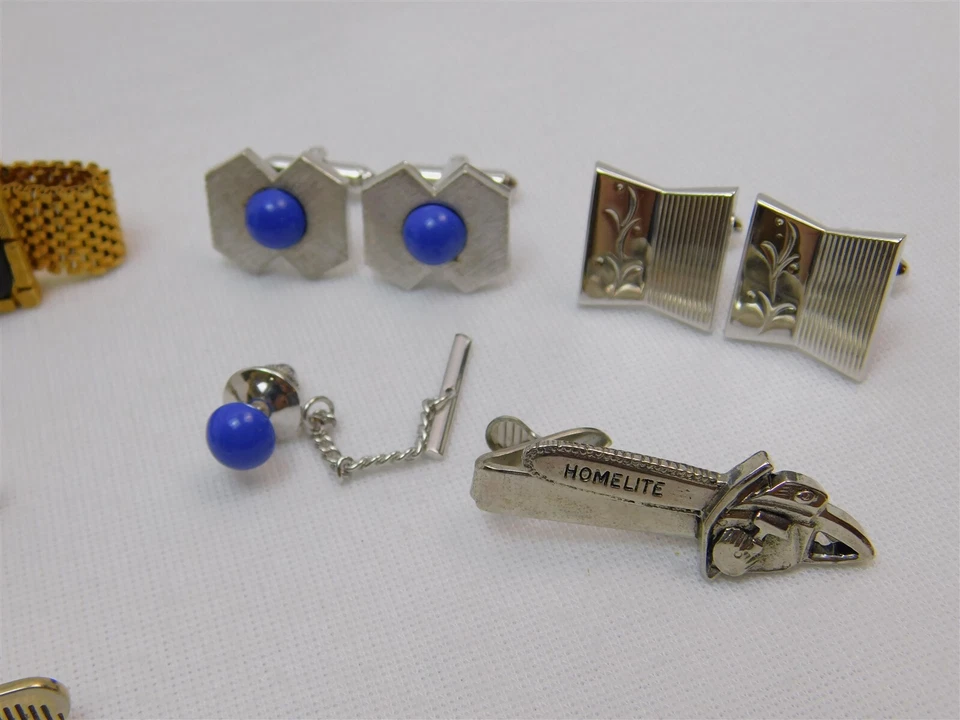 Винтажный лот из 12 зажимов для галстука цепочки запонки звенья Swank Dante Mercury Ind Hickok - Изображение 4 из 4