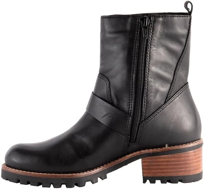 David Tate Palmar Botines Cuero Negro Talla 9 WW Impermeable Hebilla Cremallera Foto 2 de 4