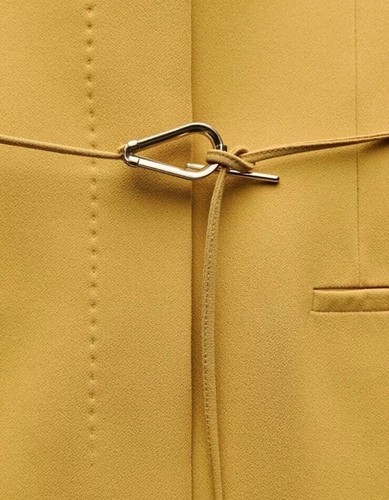 ZARA Mustard Belted Vest Waistcoat & Matching Trousers Co Ord Set Suit Size XS - Bild 9 von 13